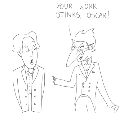 Cartoon illustration showing Oscar Wilde's quote 'Man is least himself when he talks in his own person. Give him a mask, and he will tell you the truth.' Copyright Irish Music Forever.
