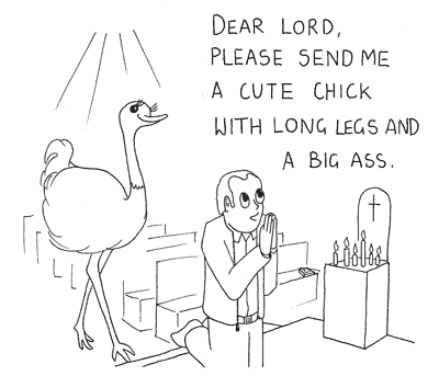 Cartoon illustration showing Oscar Wilde's quote When the gods wish to punish us they answer our prayers.' Copyright Irish Music Forever.