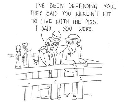 Cartoon illustration showing Oscar Wilde's quote 'A little sincerity is a dangerous thing, and a great deal of it is absolutely fatal..' Copyright Irish Music Forever.