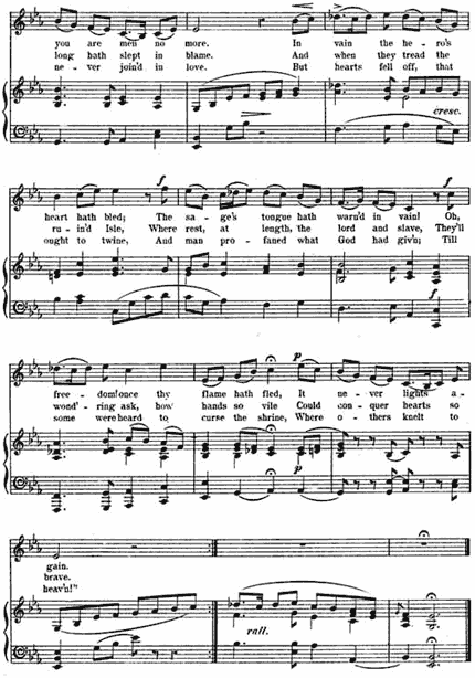 Musica score for the air The song of sorrow - the music for Weep on, Weep on - by Irish wrtier Thomas Moore